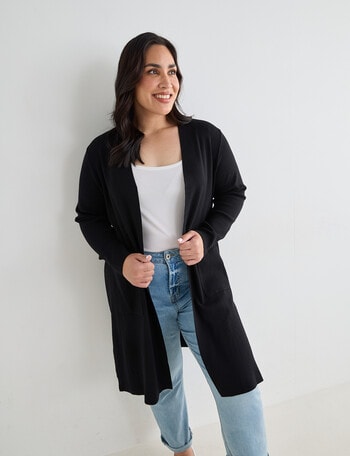 Studio Curve Longline Cardigan, Black product photo