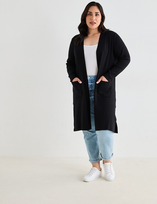 Studio Curve Longline Cardigan, Black product photo View 03 L