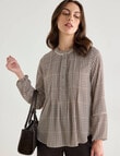 Oliver Black Ladder Trim Herringbone Shirt, Ivory Multi product photo