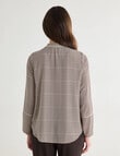 Oliver Black Ladder Trim Herringbone Shirt, Ivory Multi product photo View 02 S