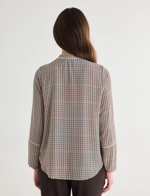 Oliver Black Ladder Trim Herringbone Shirt, Ivory Multi product photo View 02 L