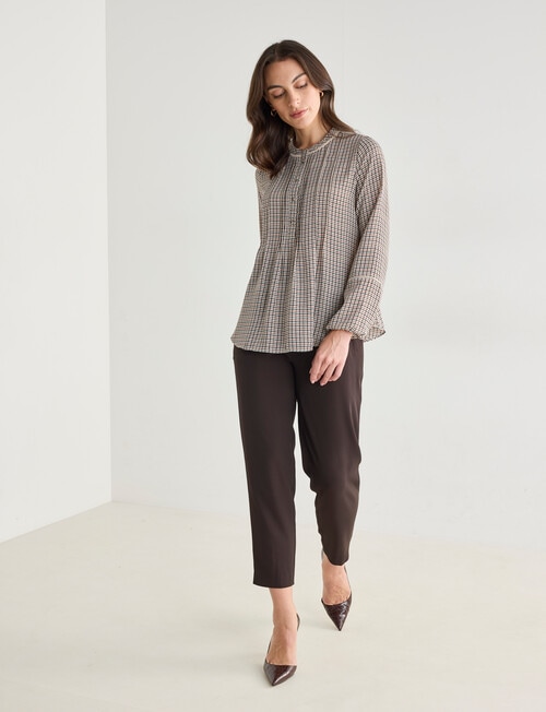 Oliver Black Ladder Trim Herringbone Shirt, Ivory Multi product photo View 03 L