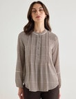 Oliver Black Ladder Trim Herringbone Shirt, Ivory Multi product photo View 04 S