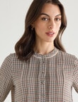 Oliver Black Ladder Trim Herringbone Shirt, Ivory Multi product photo View 05 S