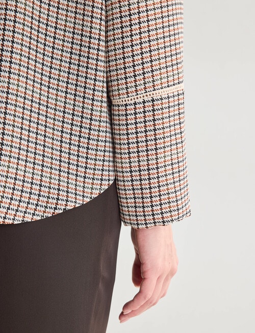 Oliver Black Ladder Trim Herringbone Shirt, Ivory Multi product photo View 06 L