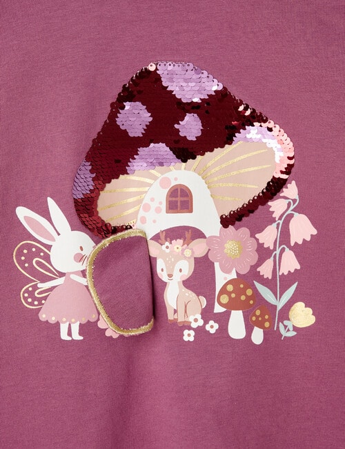 Mac & Ellie Woodland Bunny Long Sleeve Tee, Plum product photo View 02 L