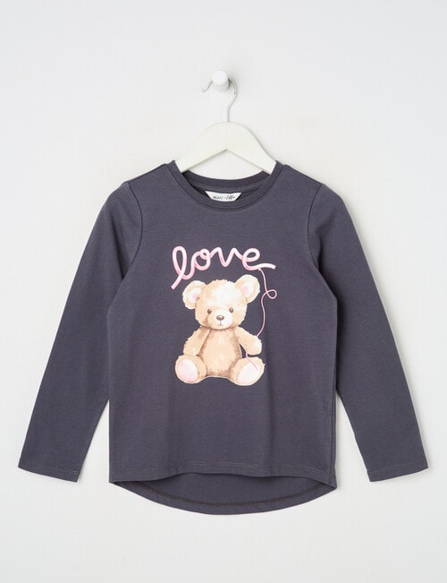 Mac & Ellie Balloon Teddy Long Sleeve Tee, Charcoal product photo