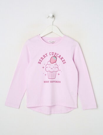 Mac & Ellie Cupcake Long Sleeve Tee, Soft Lilac product photo