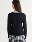 Oliver Black V-Neck Tipped Jumper, Navy product photo View 02 S