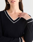 Oliver Black V-Neck Tipped Jumper, Navy product photo View 04 S