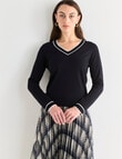 Oliver Black V-Neck Tipped Jumper, Navy product photo View 05 S