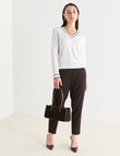 Oliver Black V-Neck Tipped Jumper, Ivory product photo View 03 S