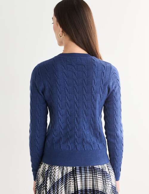 Oliver Black Cable Crew Neck Jumper, Blue Marle product photo View 02 L