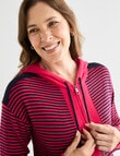 Line 7 Ratio Knitted Hoodie, Raspberry & Navy product photo