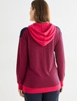Line 7 Ratio Knitted Hoodie, Raspberry & Navy product photo View 02 S