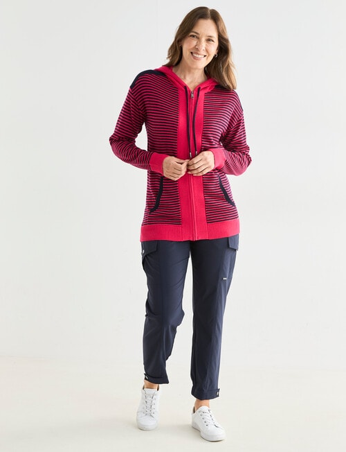 Line 7 Ratio Knitted Hoodie, Raspberry & Navy product photo View 03 L
