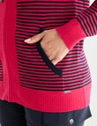 Line 7 Ratio Knitted Hoodie, Raspberry & Navy product photo View 04 S