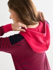 Line 7 Ratio Knitted Hoodie, Raspberry & Navy product photo View 06 S