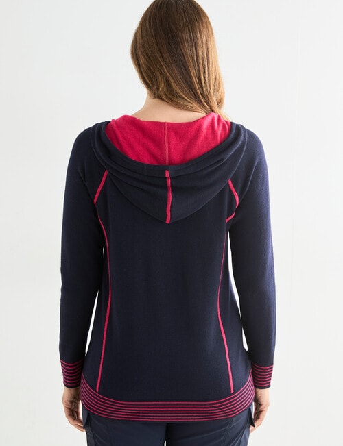Line 7 Midas Knitted Hoodie, Navy & Raspberry product photo View 02 L