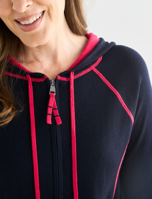 Line 7 Midas Knitted Hoodie, Navy & Raspberry product photo View 04 L