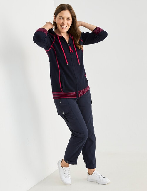 Line 7 Midas Knitted Hoodie, Navy & Raspberry product photo View 06 L
