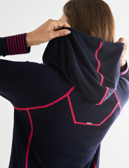 Line 7 Midas Knitted Hoodie, Navy & Raspberry product photo View 07 L