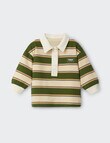 Bonds Retro Stripe Rugby Pullover, Beige & Green product photo