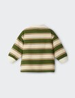 Bonds Retro Stripe Rugby Pullover, Beige & Green product photo View 02 S