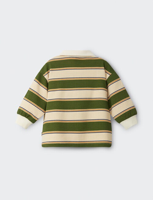 Bonds Retro Stripe Rugby Pullover, Beige & Green product photo View 02 L