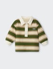 Bonds Retro Stripe Rugby Pullover, Beige & Green product photo