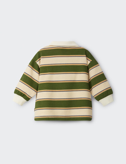 Bonds Retro Stripe Rugby Pullover, Beige & Green product photo View 02 L