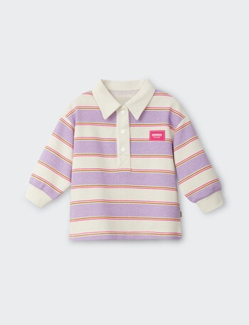 Bonds Retro Stripe Rugby Pullover, Purple & Cream product photo