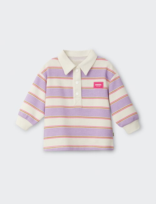 Bonds Retro Stripe Rugby Pullover, Purple & Cream product photo