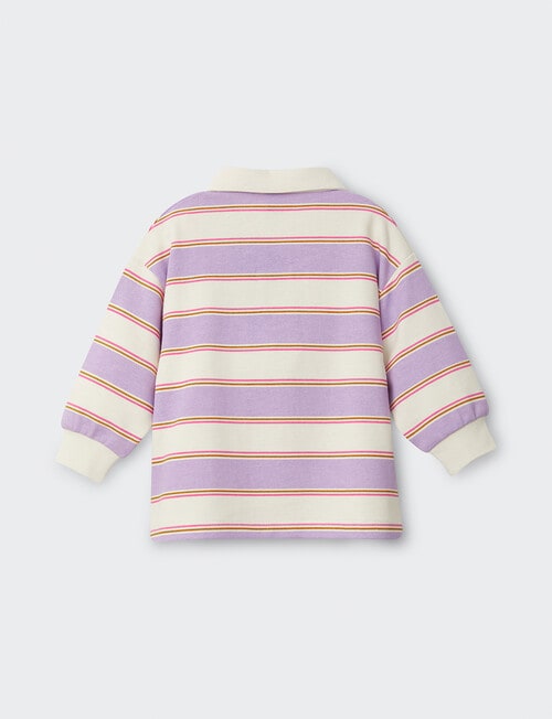 Bonds Retro Stripe Rugby Pullover, Purple & Cream product photo View 02 L