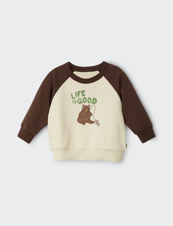 Bonds Life Is Good Roomies Pullover, Brown & Cream product photo