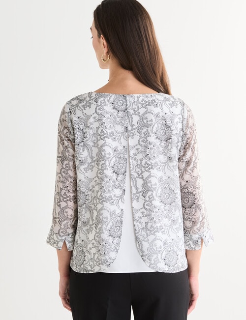 Oliver Black Etch Double Layer Top, Floral Ivory product photo View 02 L