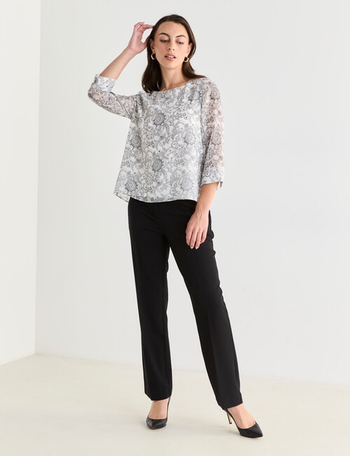 Oliver Black Etch Double Layer Top, Floral Ivory product photo View 03 L