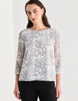 Oliver Black Etch Double Layer Top, Floral Ivory product photo View 05 S
