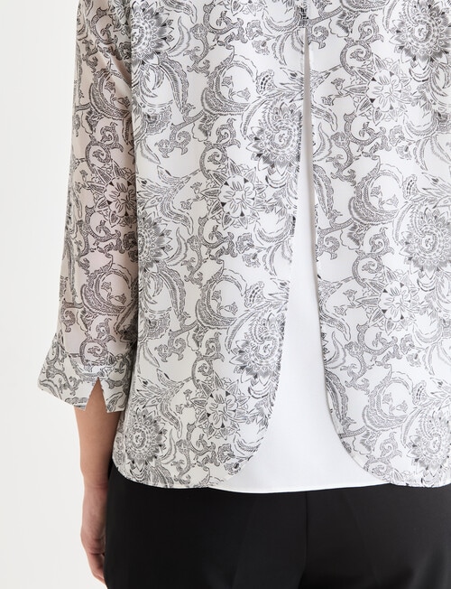 Oliver Black Etch Double Layer Top, Floral Ivory product photo View 06 L