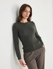 Oliver Black Long Sleeve Rib Crew Knit Jumper, Thyme product photo