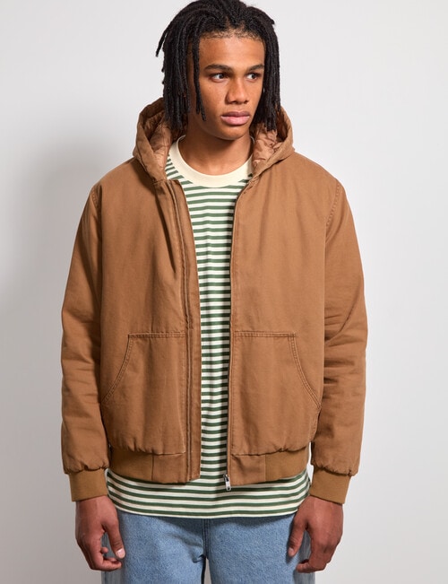 AIR SPACE Quilted Hooded Jacket, Brown product photo View 02 L