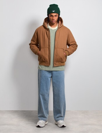 AIR SPACE Quilted Hooded Jacket, Brown product photo