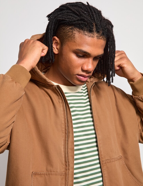AIR SPACE Quilted Hooded Jacket, Brown product photo View 04 L