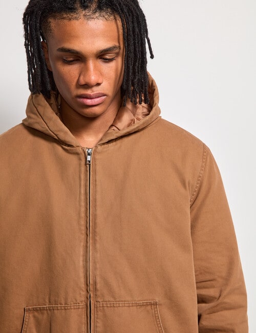 AIR SPACE Quilted Hooded Jacket, Brown product photo View 09 L