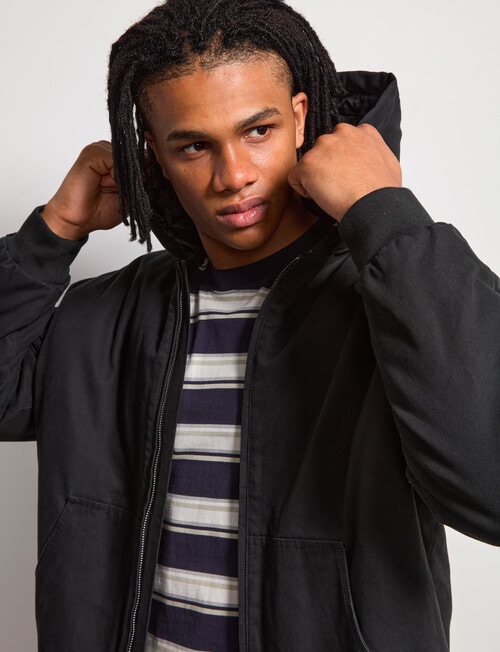 AIR SPACE Quilted Hooded Jacket, Black product photo View 05 L