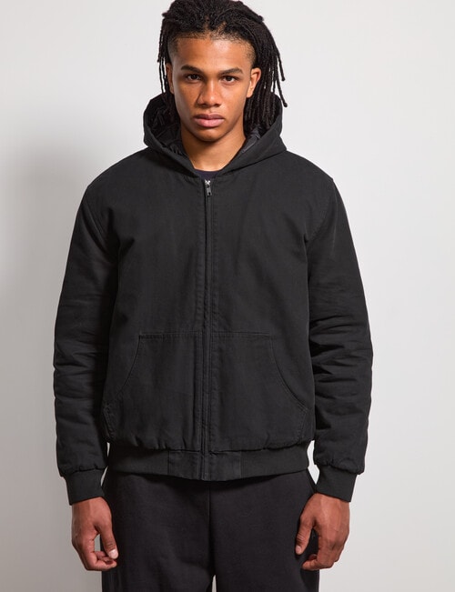 AIR SPACE Quilted Hooded Jacket, Black product photo View 07 L