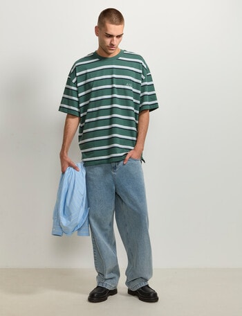 AIR SPACE Edgey Stripe Tee, Green product photo