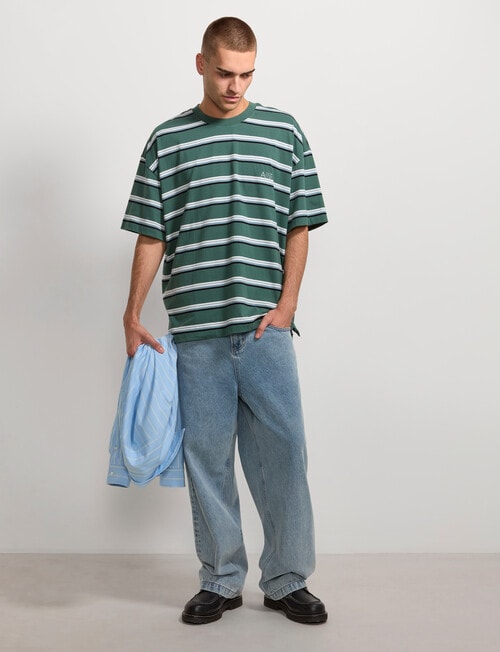 AIR SPACE Edgey Stripe Tee, Green product photo
