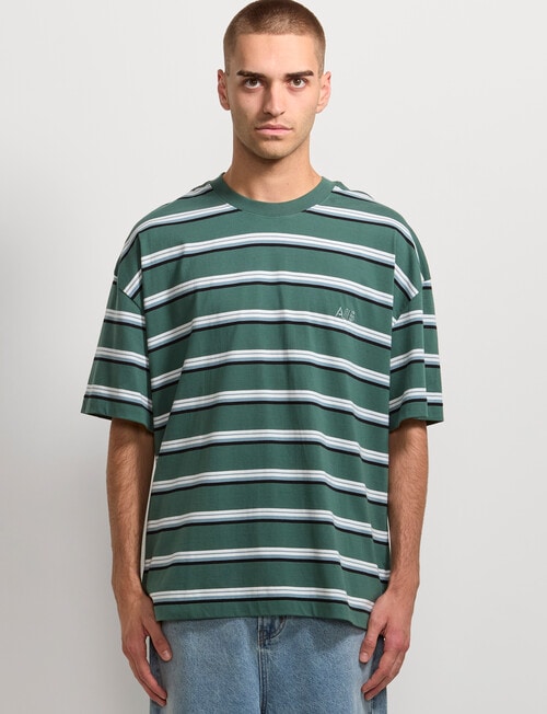 AIR SPACE Edgey Stripe Tee, Green product photo View 02 L