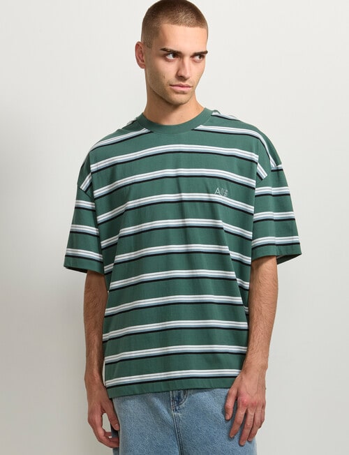 AIR SPACE Edgey Stripe Tee, Green product photo View 07 L